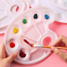 1pc 10-Well Plastic Palette - Durable White Art Mixing Tray With Round Indents, Suitable For Gouache, Acrylic And Watercolor Paints, Ideal For Artists And Hobbyists, Painting Supplies, Art Supplies | Contemporary Aesthetics | Sturdy Plastic - Multicolor - View 5