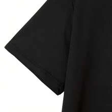 Children's T-Shirt 100% Cotton - Breathable Cotton Knit With Crew Neck And Subtle Lettering, Lightweight For Weekends And Casual Looks For Boys. - màu đen - Xem 5