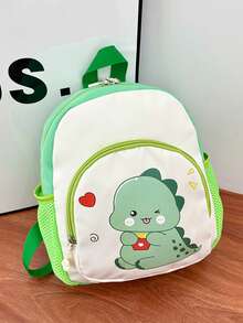 New Cute Cartoon Dinosaur Print Backpack For Boys And Girls - Green - View 6