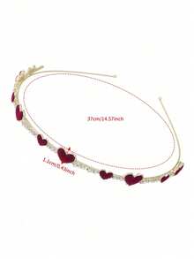 1 szt. Opaska do włosów z kryształkami, flokowana, dla kobiet, codzienny dodatek do włosów do mycia twarzy - Czerwony - Zobacz 3