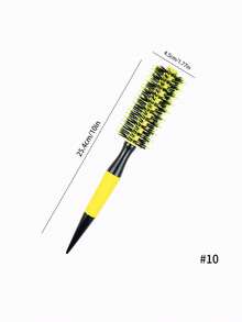 1 Peça/Conjunto Pente Brasileiro - Conjunto de Escovas de Cabelo Brasileiras de Alumínio Amarelo - Escova de Cerdas de Náilon e Cerdas de Javali para Todos os Tipos de Cabelo, Inclui Pente Desembaraçador de Cabelo com Cabo de Madeira, Pente para Cachos, Borla de Ar, Pente Quente em Formato de Pêra - Multicolorido - Visão 15