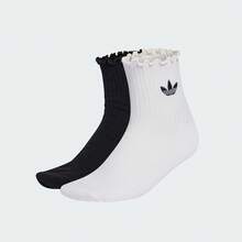 Adidas Originals 2双男女通用荷叶边1/4踝袜，折扣套装 KD8367 - 黑與白 - 查看 1