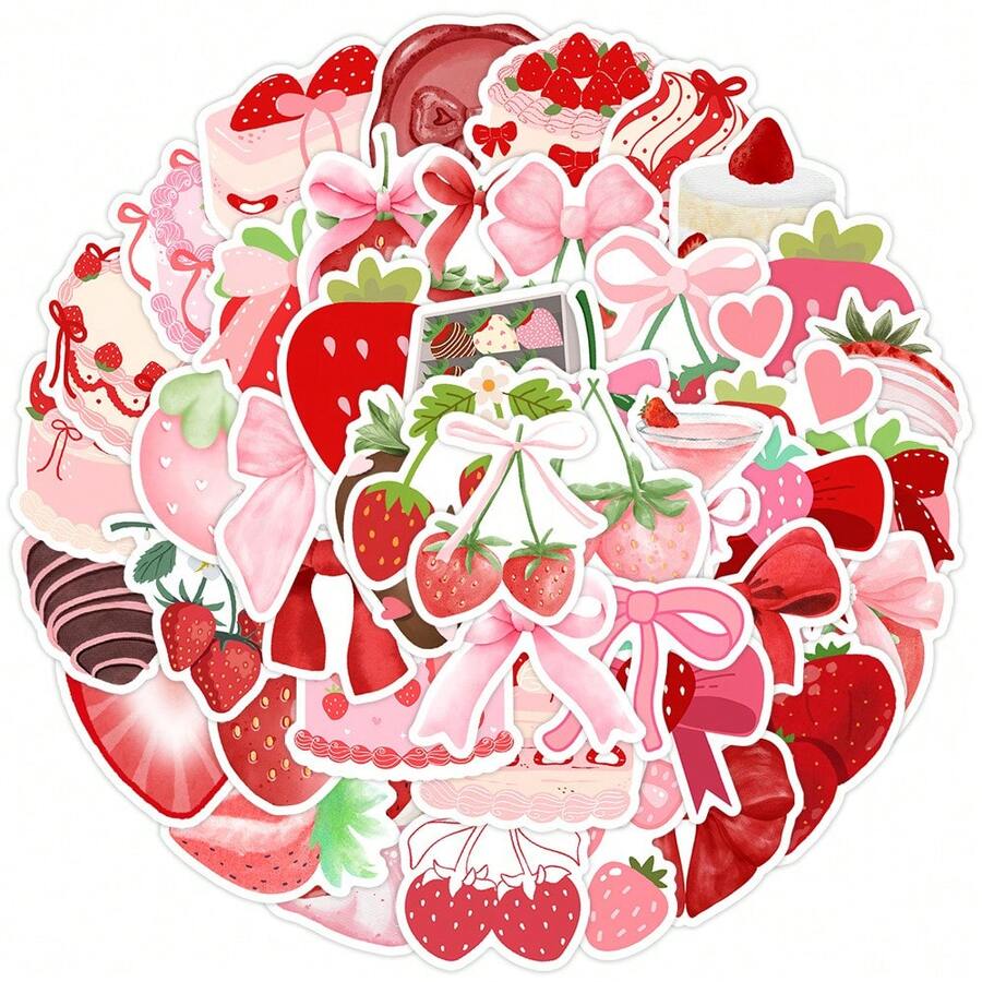 50 miếng dán chủ đề dâu tây ngày Valentine, hình dán món tráng miệng dâu tây theo phong cách màu nước, hình dán dâu tây dễ thương, thích hợp dán lên bình nước, máy tính, laptop, điện thoại, hành lý, sổ tay, tủ lạnh, chống nước và bền.