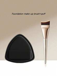 2pcs Makeup Brushes, Thin Angled Face Powder Brush, Seamless Korean Style Concealer Flat Top Foundation Brush, High Quality PBT Fiber, Dense Bristles, Brush Set, Makeup Brush Set, Makeup Gift Set - Multicolor - View 8