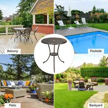 Mesa auxiliar redonda de aluminio fundido para exterior de 23,6'' con orificio para sombrilla de 2'', mesa de bistró, mesas auxiliares para patio, terraza, jardín, porche y piscina, color bronce. - Granate - Ver 3