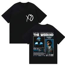Rap Singer THE WEEKEND STARBOY XO Tour 2025 Vintage Pattern T-Shirt For Men Women Fashionable Hip-Hop Oversized Cotton T-Shirt - 黑色 - 查看 1
