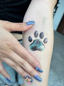 10 Hojas de Tatuajes Temporales de Huella de Acuarela Vibrante - Pegatinas Coloridas de Huella de Mascota para Cara & Body, Decoración de Piel con Tema de Cachorro Lindo para Adultos, Ideal para Recuerdos de Fiesta & Accesorios Diarios - Multicolor - Ver 3