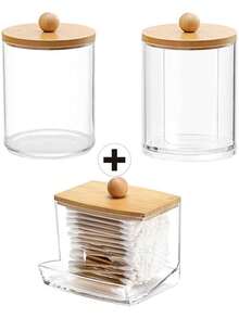 1/3支装棉签收纳盒，适用于棉球、棉签、化妆棉、牙线棒等，适合浴室梳妆台收纳。 - 彩色 - 查看 6