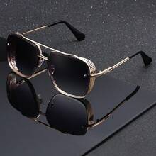 复古时尚朋克蒸汽风格眼镜，方形金属镜框男女通用眼镜 - A - 查看 4