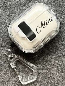 [Customized]Personalized Custom Cute Name Letter Customized Cover Compatible With Airpods 4 Pro 2 Pro 3 Simple Clear Transparent Cover Anti-Drop Lock Earphone Case