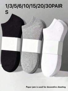 20 Pairs Women's Solid Color Ankle Socks - White - View 8