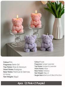 2pcs/4pcs Rose Bear Scented Candles - Cute Decorative Items And Handmade Gifts, Suitable For Women/Friends, Ideal For Wedding Souvenirs, Elegant Decorations And Gifts, Valentine's Day Gifts, Graduation Gifts, And Bedroom & Room Decor. - Multicolor - View 16