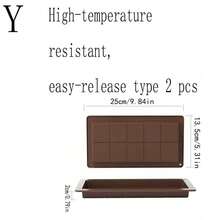 2个/1个超大号巧克力模具托盘，加厚硅胶巧克力模具托盘，迪拜风格巧克力棒模具，适用于DIY烘焙巧克力棒、巧克力、蛋糕、冰块模具 - 棕色 - 查看 11