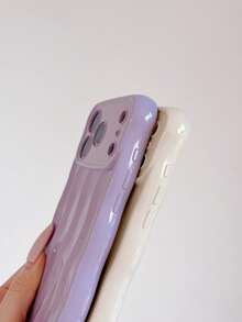 Funda de teléfono con cordón de seda con diseño de onda y rayas minimalista, adecuada para iPhone 17, 16, 15, 14, 13