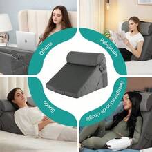 Almohada de cuña antireflujo con respaldo grande ajustable - Negro - Ver 10
