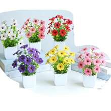 Bộ 1/4/6 chậu cây hoa violet nhân tạo, bao gồm các cây giả nhỏ, thích hợp trang trí phòng trong nhà, văn phòng, phòng tắm và phòng ngủ, kèm theo lá bạch đàn nhựa và cỏ lúa mì thu nhỏ, lý tưởng để trang trí bàn làm việc, quà tặng ngày Valentine, quà sinh nhật, quà tốt nghiệp, trang trí sân vườn, cây ngoài trời, làm vườn, hoa giả. - Nhiều màu - Xem 7