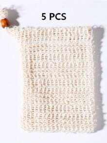 1/5/10pcs Jute Soap Bags, Drawstring Soap Pouches, Soap Saver Bags, Knotted Bathing Soap Bags, Easy Lathering And Drying, Bathroom Accessories - White - View 12