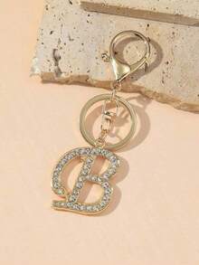 1pc Women's Fashion A-Z Letter Decorated Chain Pendant Keyring Wallet Handbag Charm - 銀色 - 查看 6