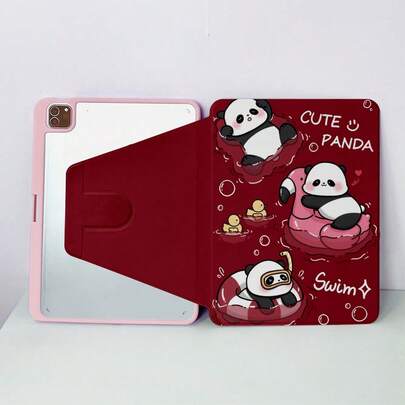 Panda One 360° 卡通旋转平板电脑保护套，适用于 iPad 11 (2025/10.9/Air4/5/6/7), (2025/10.2/Pro 11/10th/9.7/10.5)，带睡眠/唤醒功能。