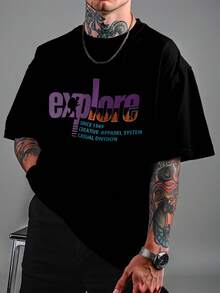 Camiseta Oversized Explore Moda Urbana Street Unissex DTF ref4499 - Preto - Visão 1