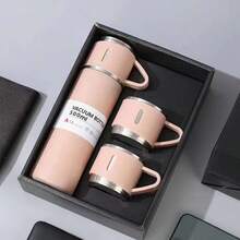 Vacuum Insulated Water Bottle, Outdoor Tumbler, Business Gift Set (1 Bottle + 3 Lids), Gift Box, 304 Stainless Steel Cup As Souvenir