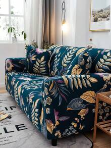 1pc Floral Pattern Sofa Cover, Dust-Proof And Dirt-Resistant, Elastic One-Piece Full Coverage Sofa Protector, Living Room Home Decor, Fits 1/2/3/4 Seater Sofa, All Season, Machine Washable, Pillow Cover Not Included - Multicolor - View 8