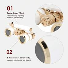 Miniature 3x25 Theatre Binoculars | Classic Design With White Handle | Concert And Theatre Glasses | Portable Vintage Gift For Adults, Music Lovers, And Show Enthusiasts - 白金 - 查看 5