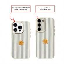 1个TPU材质浅蓝色条纹向日葵图案手机壳，兼容 17 Pro Max/17/16 Pro Max/15/13/12/11、S20 FE/A15/S24/A55，兼容红米Note 11/12/13 Pro，全包防摔软壳保护套，国际版，非国内版 - 白色 - 查看 7