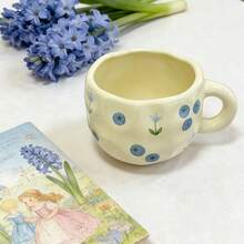 Ceramic Cup Coffee Cup Water Cup Mug Tea Cup Cup Ceramic Floral Pattern Couple For Home Milk - Multicolor - View 5