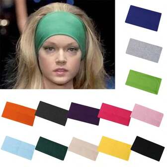 1 st pannband för kvinnor hårband hårband enfärgade elastiska breda turban huvudband smink sport yoga pannband flickor håraccessoarer