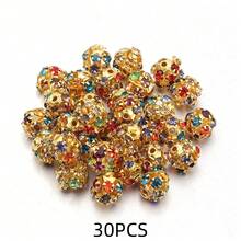 30pcs Shiny Round Beads Rhinestone Spacer Beads For Making Jewelry, DIY Bracelet Necklace - Diamond Ball - View 23