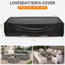 Patio Furniture Covers Rectangle, Outdoor Table Covers Waterproof, Heavy Duty Outdoor Furniture Cover, Patio Sectional Set Cover 90" L X 64" W X 28" H, Black - 長74英寸 x 寬47英寸 x 高28英寸 - 查看 2