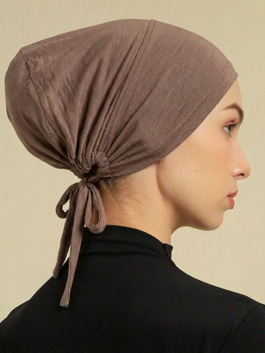 Women's Solid Color Elastic Headband Adjustable Scarf Cap
