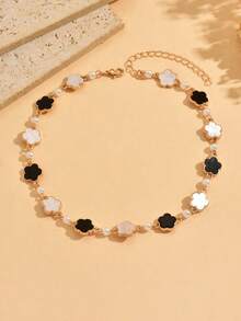 1pc Elegant Luxury Drip Glaze Clover Necklace, Fashionable Versatile Neck Chain Jewelry, Suitable For Daily Wear And Party