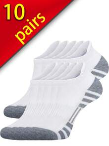 20只/10只/5只/1双 黑白男士夏季袜子，时尚休闲舒适，适合户外运动、跑步、健身，压缩膝袜，商务休闲假日黑白中筒袜，假日礼物（透气），适合鞋码（39-42/43-46） - 彩色 - 查看 10