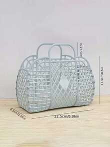 可爱水豚印花塑料浴缸收纳篮（粉色和白色可选），便携式淋浴袋，储物篮沙滩包，镂空设计收纳篮 - 双提手编织风格浴室收纳篮，可收纳洗漱用品、化妆品、沐浴用品、零食、玩具，用途广泛，可用作沙滩包、梳妆台收纳篮或家居杂物收纳袋，化妆间装饰 - 彩色 - 查看 10