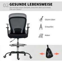 Office Chair, Height-Adjustable, Dimensions 62 X 59 X 119 Cm - Black - View 3