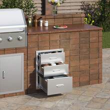 18x23 Inch Outdoor Kitchen Stainless Steel Triple Access BBQ Drawers With Chrome Handle, 18 X23 X 23 Inch - 18" X 23" X 23" - View 9