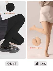 200g Women's Fashion Thermal Lined Leggings, Casual Basic Style, Slim Fit, Suitable For Outdoor Activities And Daily Wear In Autumn/Winter - Black - View 2