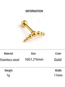 1pc All Stainless Steel Hot 7 Ball Ear Bone Nail Series Earrings Flat Bottom Rod Labret Fashion Piercing Jewelry