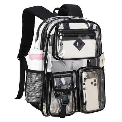 Mochila Transparente Escolares Juveniles, Mochila Transparente De Pvc Impermeable, Mochila Grande Para La Escuela, El Trabajo, La Biblioteca, Los Viajes Y Las Salidas