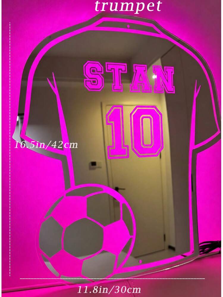 Customized Name LED Neon Light - USB Powered, Personalized Mirror, Customizable Name And Numbers, Personalized Football LED Light, 12 Colors, With Remote Control, Suitable For Bedroom And Living Room Decor, Birthday Party, Football Fans Personalized Mirror, Perfect Holiday Decor, Ideal Gift For Children - Multicolor - View 7