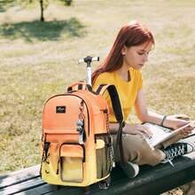 Kids Rolling Backpack With Wheels Unisex Suitcase Carry On Luggage For Elementary Middle High School Students - 漸層橙黃 - 查看 6