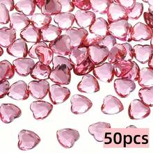 2D Flat - 100 Pieces 12mm Red/Pink Sparkling Heart-Shaped Rhinestones - Acrylic Imitation Decorative Beads, Heart-Shaped Acrylic Rhinestones, Fashion Accessories, Flat-Back Rhinestones For Hair Accessories, DIY Jewelry Components Heart-Shaped Rhinestone Appliques, Suitable For Valentine's Day, Weddings, Crafts, Art Supplies, And Craft Enthusiasts - Đỏ - Xem 3