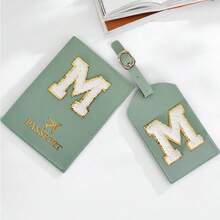 Conjunto de Porta-Passaporte com Letra Gravada Personalizada + Tag de Bagagem | Essenciais de Viagem Personalizados para Viagens Globais, Bolsa de Viagem, Bolsa de Bagagem, Bolsa de Viagem, Bolsa de Viagem de Grande Capacidade e Durável, Organizador de Viagem, Essenciais de Cruzeiro, Essenciais de Férias, Itens Essenciais de Viagem para Homens e Mulheres - Multicolorido - Visão 4