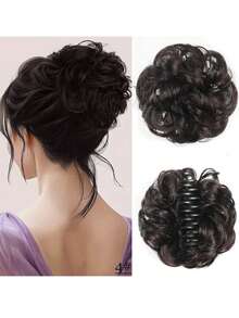 爪夹式凌乱发髻假发片 合成发髻 波浪卷发髻发髻接发 蓬松盘发发髻 爪夹式马尾假发片 - 彩色 - 查看 14