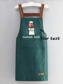 1 pieza Delantal de cocina personalizado, Delantal impreso personalizable - Delantal de cocina personalizado, Delantal con logotipo personalizado, Delantal de chef, Delantal con nombre personalizado, Adecuado para panaderos, asadores, delantal de cocina, Delantal de poliéster moderno resistente al aceite, Delantal de cocina negro, Adecuado para jardinería, cocina y tareas del hogar, Regalo ideal para el Día de la Madre, temporada de bodas, graduación - Multicolor - Ver 2