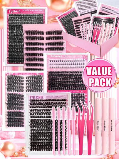 1 Set 1331pcs False Eyelashes, 9 Different Styles Including Super Dense/Extra Dense/Dense/Voluminous/Spiky/Lower Lashes, Waterproof Material, Suitable For Beginners And Experienced Users, Easy To Wear At Home, Soft And Comfortable, Ideal For Natural Makeup, Suitable For Daily Makeup