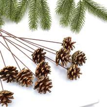 10pcs Artificial Pine Cones With Stems, Brown Pinecone Filler Flowers, Fake Plants For Home, Wedding, Fall Party, Living Room Decor, Thanksgiving DIY Christmas Wreath, Christmas Decoration, Winter Artificial Decor, Boho Style Decor, Outdoor Garden Table Decor, Women/Girls Home Decor Gift - Brown - View 5