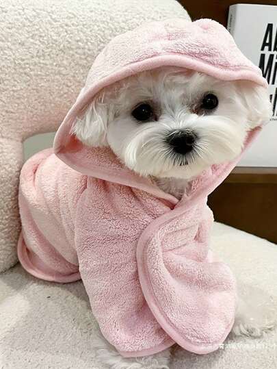 Absorbent Quick-Dry Lint-Free Pet Bath Towel & Robe - Thick Absorbent Bath Towel, Suitable For All Seasons, For Poodle, Bichon Frise, West Highland Terrier, Chihuahua, Miniature Dachshund, Schnauzer, French Bulldog And Cats | Pet Bathing Supplies